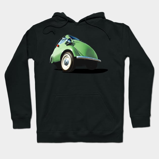 Isetta bubble car in green Hoodie by candcretro